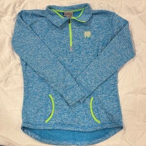 Ivory Ella Blue and Neon Quarter Zip Sweatshirt